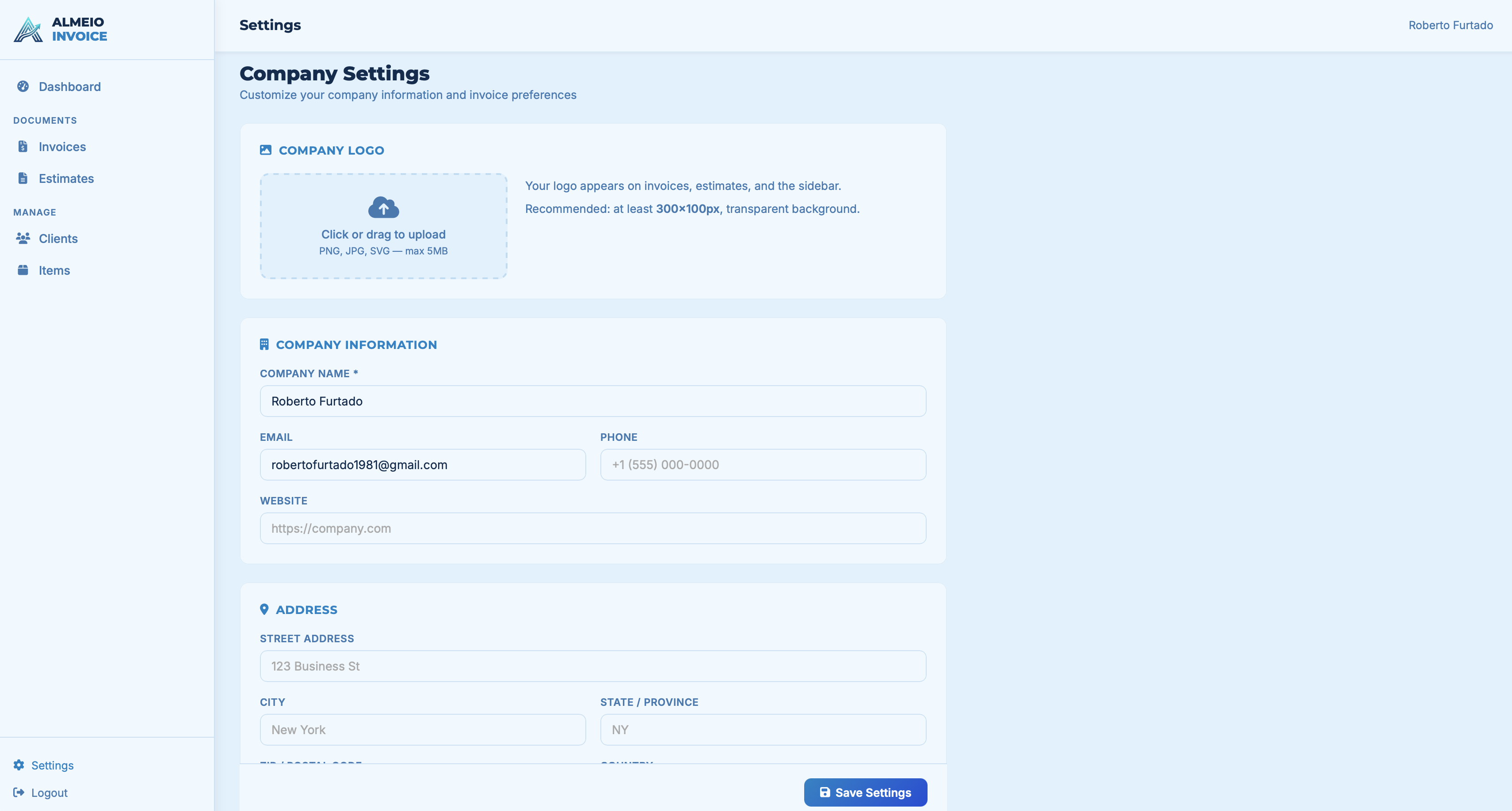 ALMEIO Invoice Screenshot 3